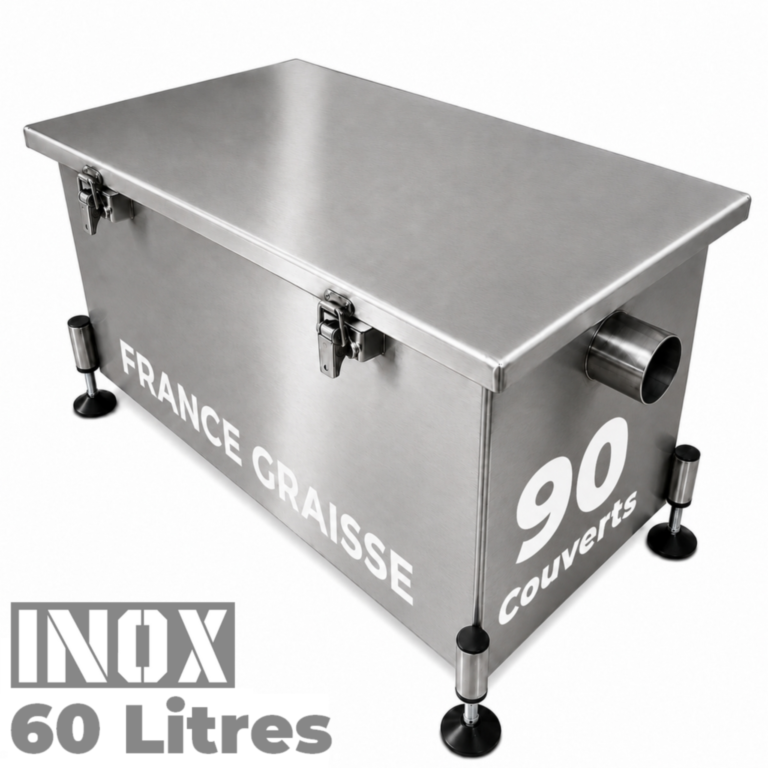 Bac à graisse restaurant 90 Couverts - 60L - Inox sous plonge ou sous évier (Gamme PREMIUM)