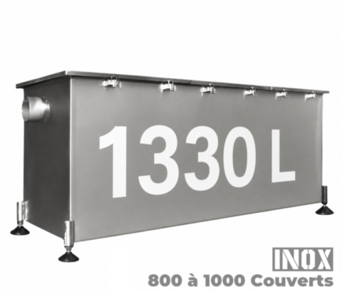 bac à graisse cave-extérieur 1000 couverts jour inox professionnel - 1330L