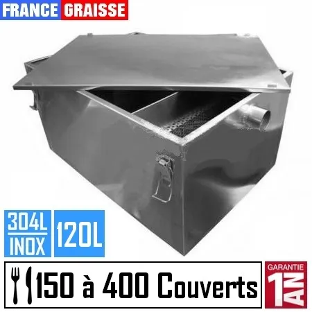 bac a graisse restaurant sous plonge en inox de 150 à 400 couverts jour - 120L