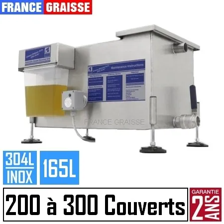 bac à graisse automatique restaurant 300 couverts jour inox professionnel - 165L