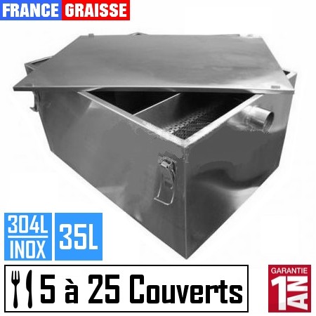 bac a graisse restaurant sous plonge en inox de 5 à 25 couverts jour - 35L