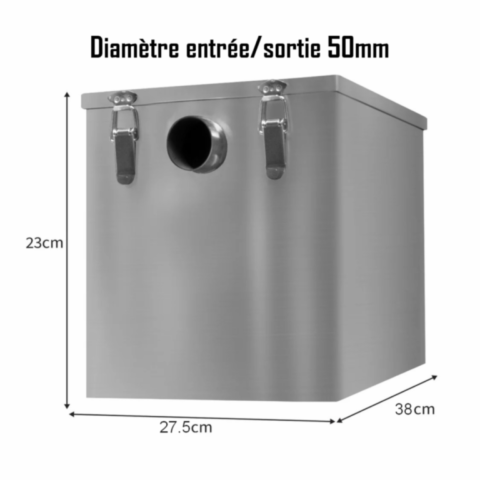 Dimension bac à graisse 5 à 25 couverts